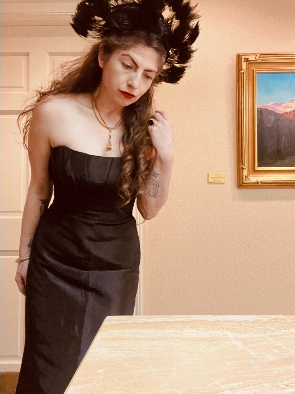 Strapless Black Evening Gown